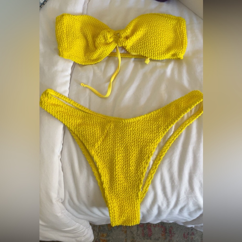 Bright Yellow Textured Bikini Set